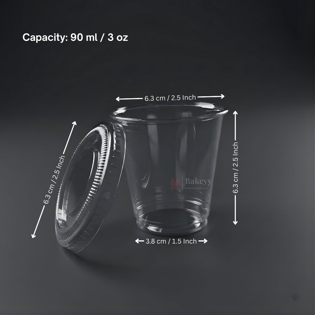 60ml & 90ml - Transparent Dessert Cup with Lid | Clear Disposable Cup | Dessert Packaging | Pack of 100