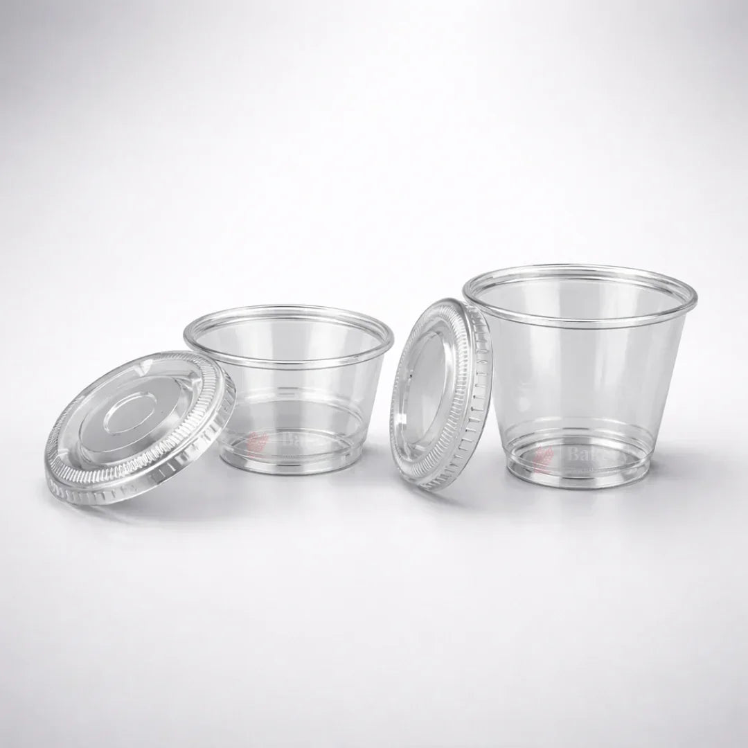 60ml & 90ml - Transparent Dessert Cup with Lid | Clear Disposable Cup | Dessert Packaging | Pack of 100 - Bakeyy.com - India - 60ml & 90ml - Transparent Dessert Cup with Lid | Clear Disposable Cup | Dessert Packaging | Pack of 100 - 60ml 325.00