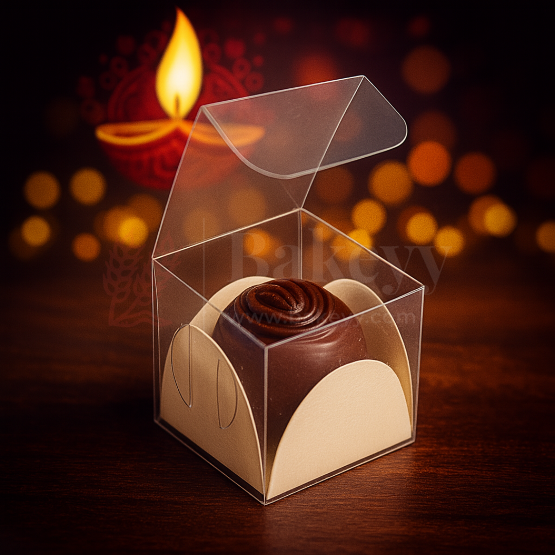One Cavity Transparent Chocolate Box | Pack of 100
