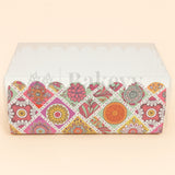 Multicolour Floral Print 2 Brownie Box With Transparent Lid | Pack of 50