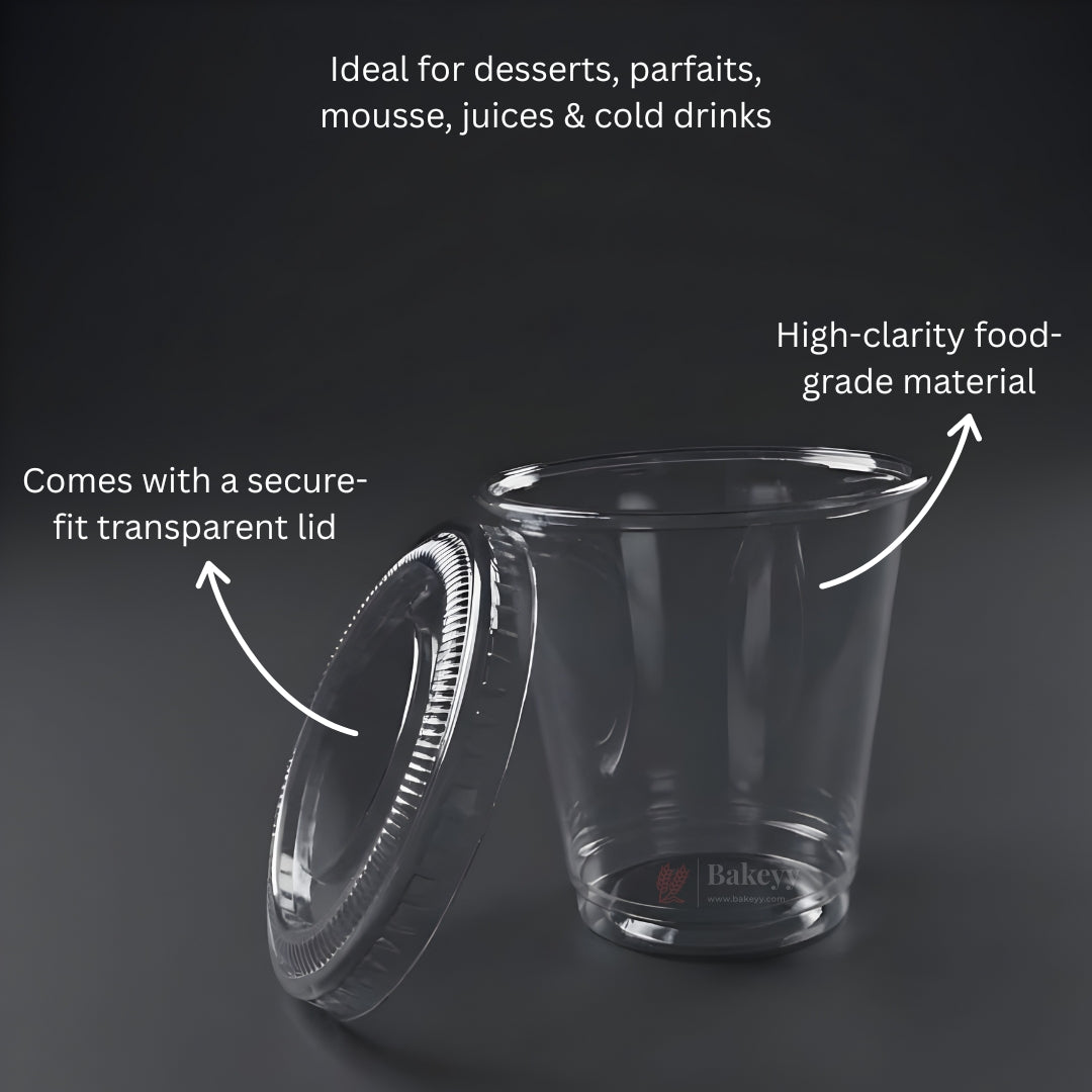 Transparent Dessert Cup with Lid | Clear Disposable Cup | Dessert Packaging | Pack of 100