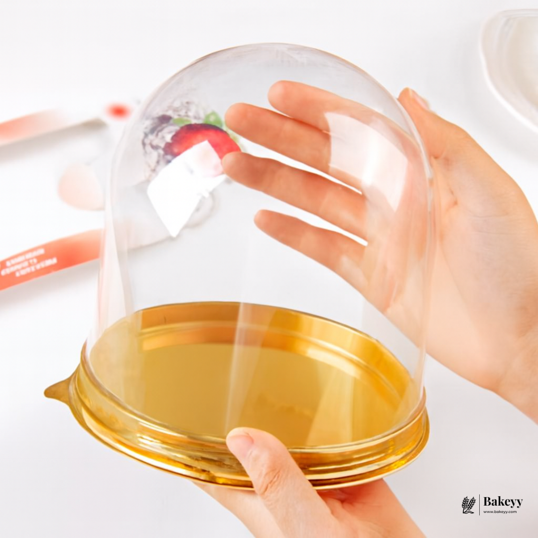 Gold Base Dome Cake Container | Pack of 50