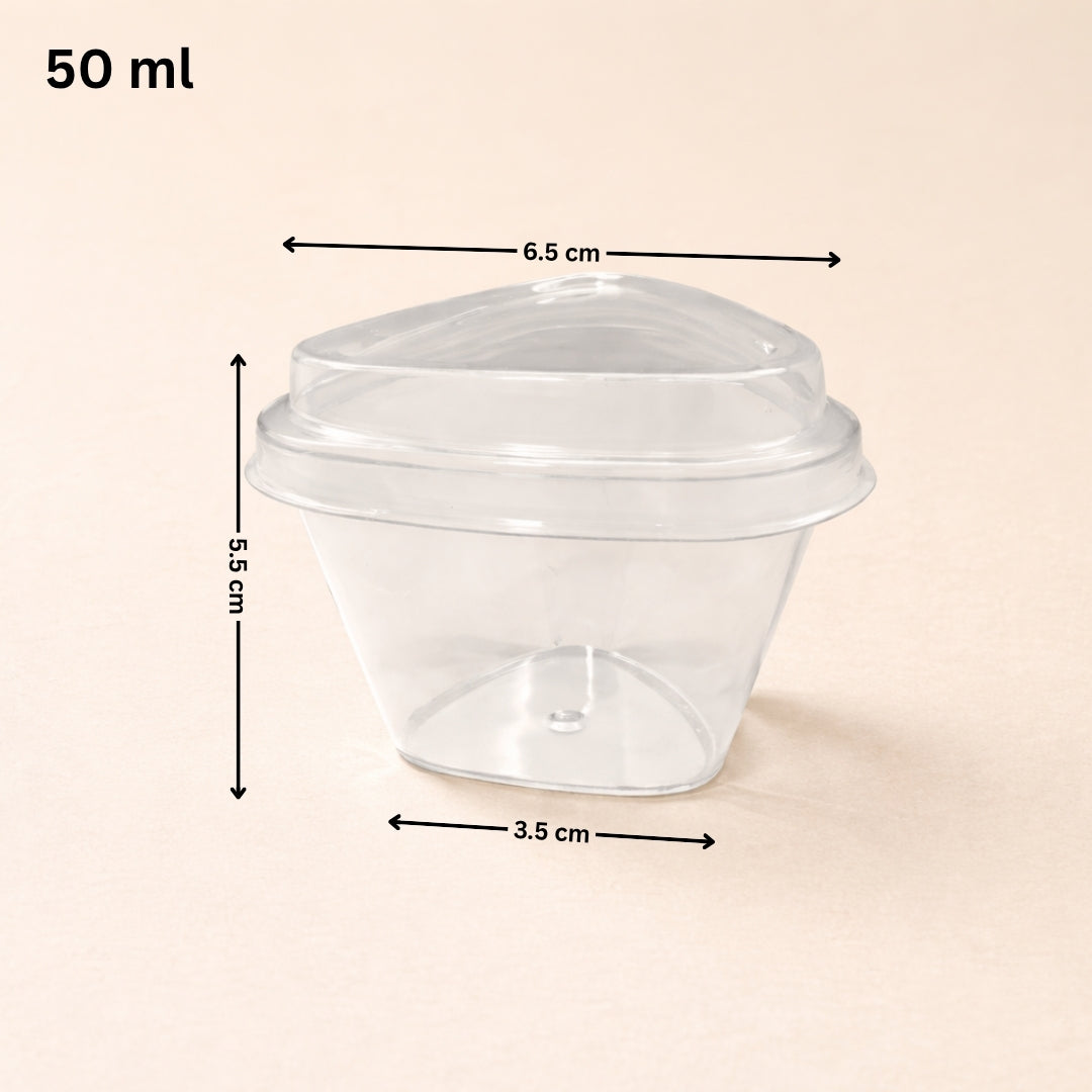 Triangular Dessert Container with Lid | Transparent PET Premium Dessert Box | Pack of 100