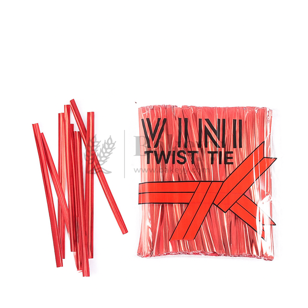 Metallic Ribbon Twist Ties | Shiny Ribbon Twisters for Sweets & Hampers | Pack of 350 - Bakeyy.com - India - Metallic Ribbon Twist Ties | Shiny Ribbon Twisters for Sweets & Hampers | Pack of 350 - Red