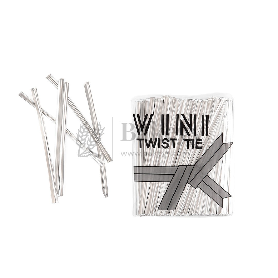 Metallic Ribbon Twist Ties | Shiny Ribbon Twisters for Sweets & Hampers | Pack of 350 - Bakeyy.com - India - Metallic Ribbon Twist Ties | Shiny Ribbon Twisters for Sweets & Hampers | Pack of 350 - Silver