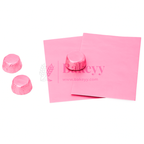 Small Aluminum Chocolate Wrapping Paper | Pack of 200 - Bakeyy.com - India - Small Aluminum Chocolate Wrapping Paper | Pack of 200 - Light Pink