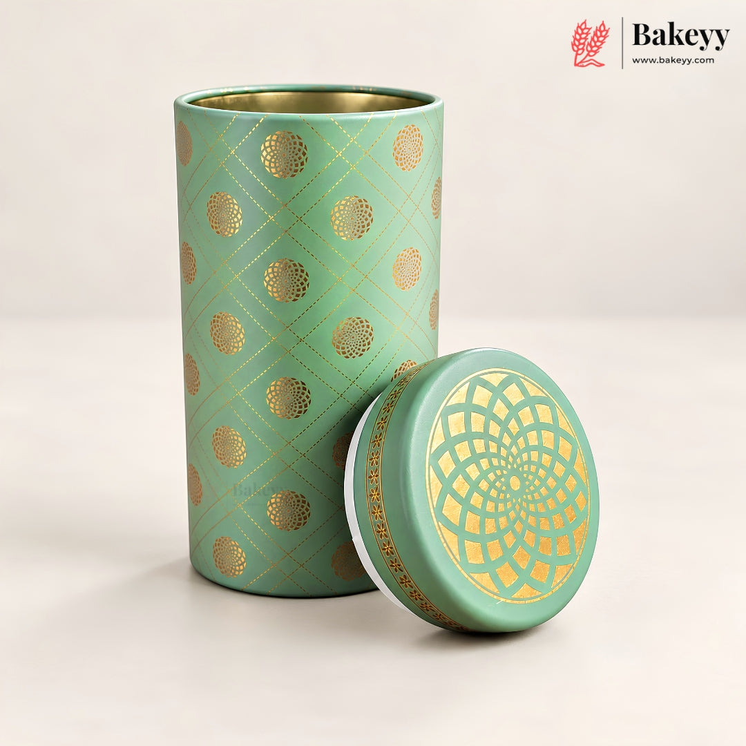 7x15 cm | Mint Green Golden Mandala Premium Storage Tin | Pack of 1