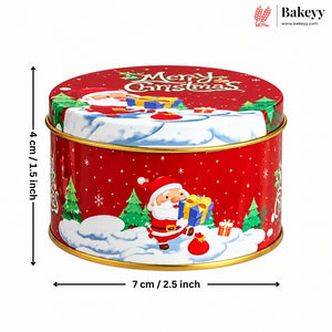 Christmas Themed Round Decorative Tin Box | Gift Box | Chocolate Box | Pack of 12