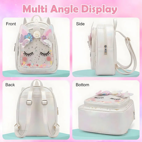Unicorn Glitter Mini Backpack for Kids | Decorative 3D Unicorn Design | 4 Color Options | Pack of 1