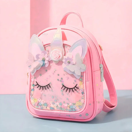 Unicorn Glitter Mini Backpack for Kids | Decorative 3D Unicorn Design | 4 Color Options | Pack of 1