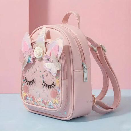 Unicorn Glitter Mini Backpack for Kids | Decorative 3D Unicorn Design | 4 Color Options | Pack of 1