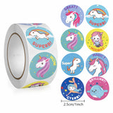 1 Inch Unicorn Theme Round Sticker Roll | 500 Stickers | Pack of 1