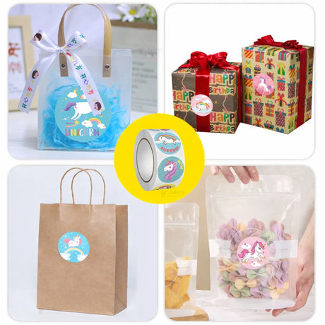 1 Inch Unicorn Theme Round Sticker Roll | 500 Stickers | Pack of 1