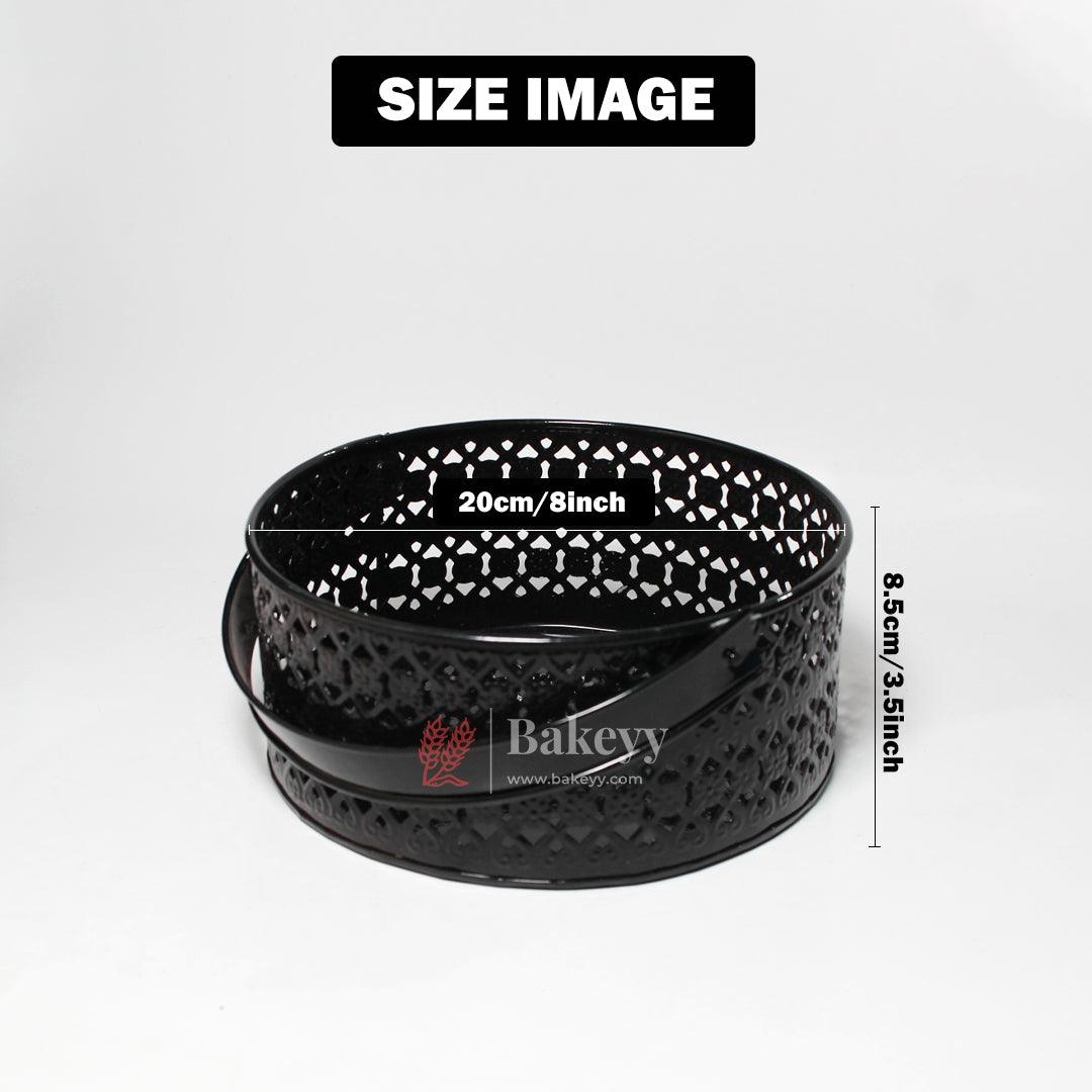 Hamper Basket For Gifting Round | Elegant & Durable Black Metal Hamper Basket with Handle | Black Colour