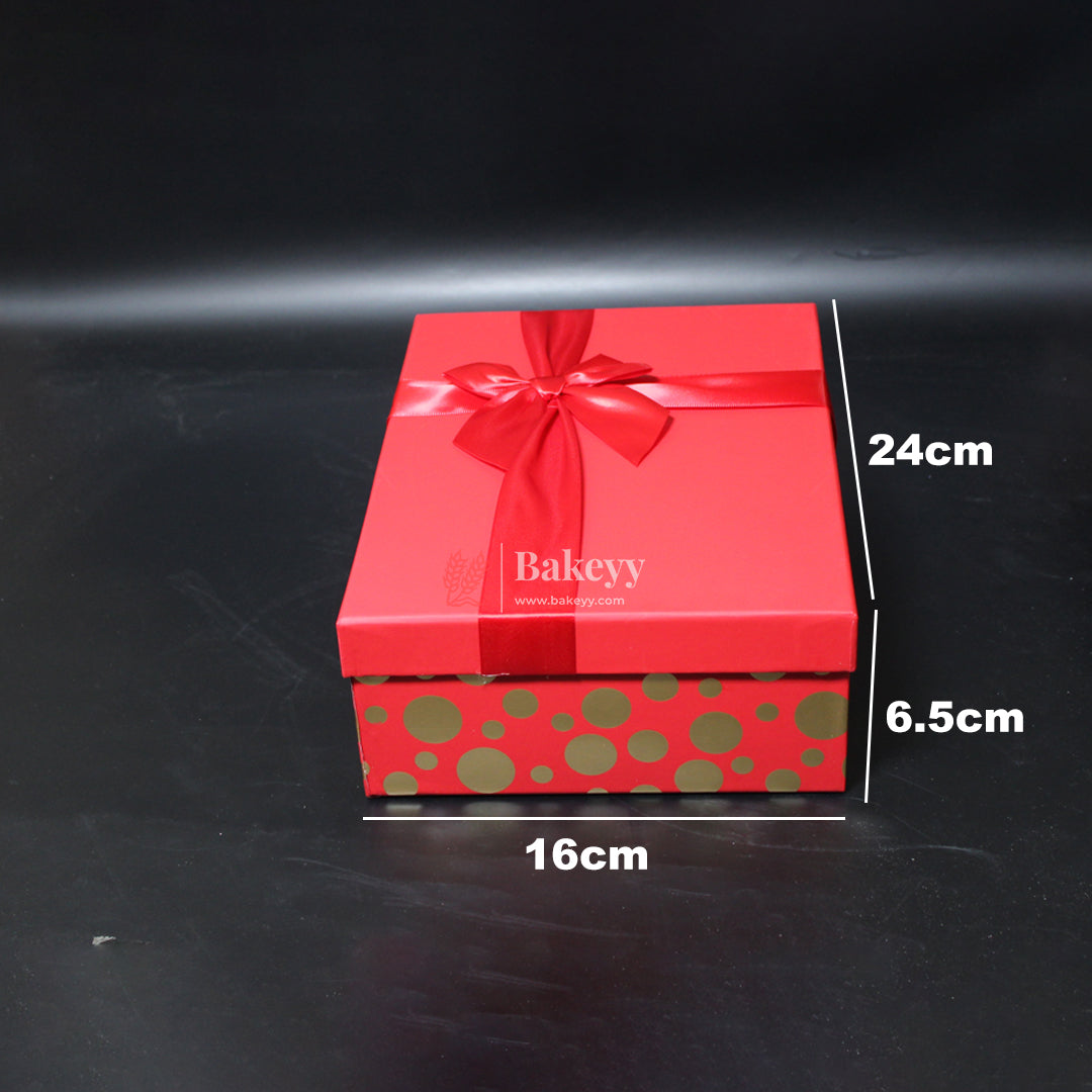 24x16x6.5 cm | Valentine Gift |Rectangle Shape Gift Box with Ribbon | Grey | Pink | White | Red