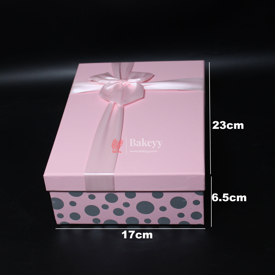 24x16x6.5 cm | Valentine Gift |Rectangle Shape Gift Box with Ribbon | Grey | Pink | White | Red (Medium) (Copy) - Bakeyy.com - India - {{ variant.name }}