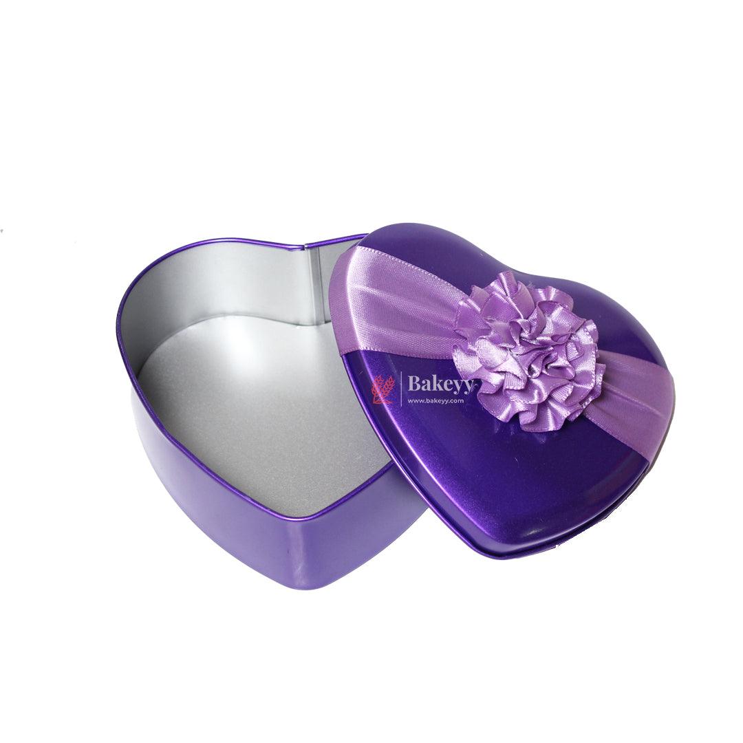 Large | 10.5x10.5x4.5 cm| Pink Heart Empty Decorative Tin Box | Gift Box | Chocolate Box | Sweet Box | Jewellery Box | Luxury Box | Pack Of 6