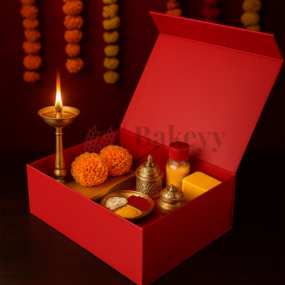 10x10x4 Inches | Large Sized Premium Red Colour Collapsible Magnetic Lid Gift Box - Pack of 1