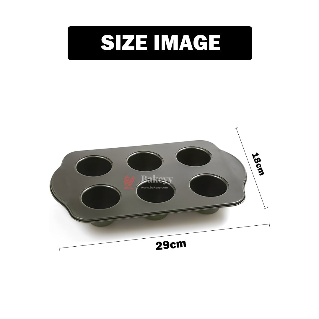 Non-Stick 6-Cup Muffin Tray |Premium Bakeware for Perfect Cupcakes & Muffins | Baking Cupcake | Non-Stick Mould | Reusable Tray Pan Mould | Non-Stick (Black)