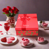 28.5x21x9 cm | Valentine Gift |Rectangle Shape Gift Box with Ribbon | Grey | Pink | White | Red