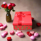 24x16x6.5 cm | Valentine Gift |Rectangle Shape Gift Box with Ribbon | Grey | Pink | White | Red