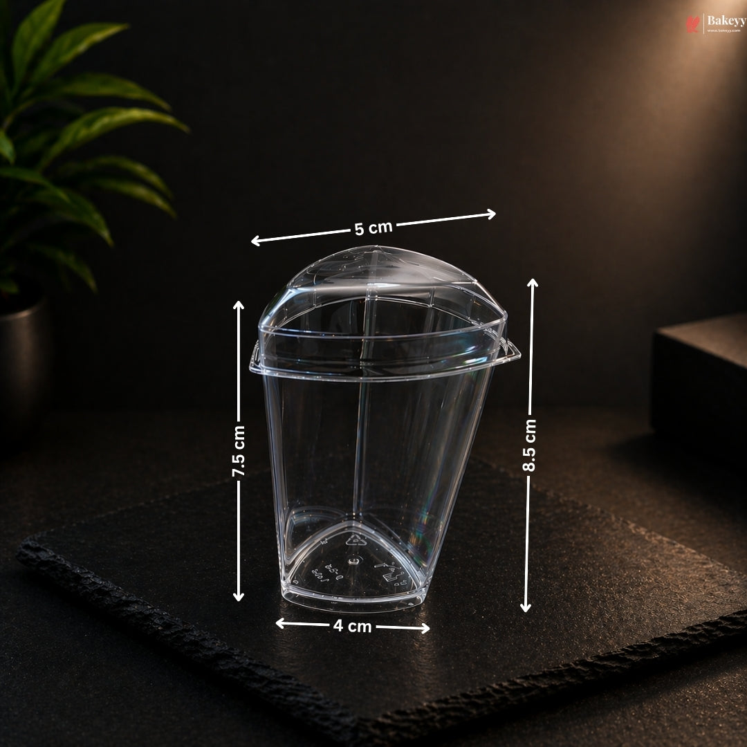 70 ml | PS-6 | Acrylic Triangle Dessert Cup with Lid