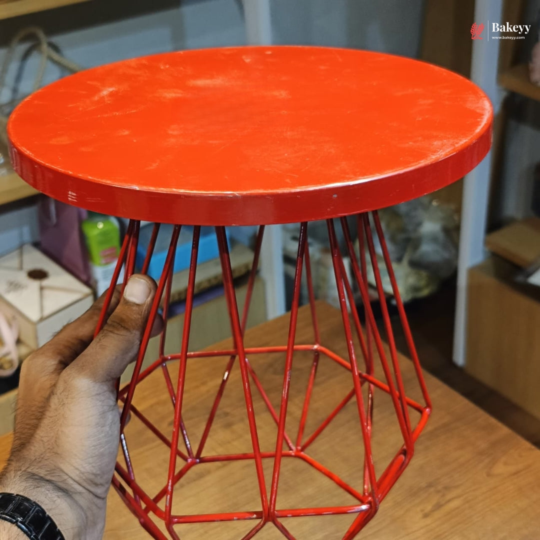 Red Metal Cake Stand | Geometric Display Stand | Pack of 1