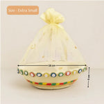 Elegant Round Hamper Basket with Golden Net | Hamper Basket | Pack Of 1