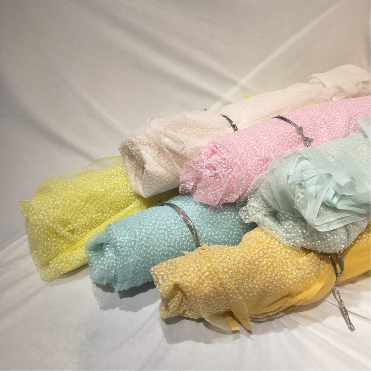 Snow Sparkle Fabric for Gift & Hamper Decoration | 10 & 25 Meter | Multiple Colors | Pack of 1