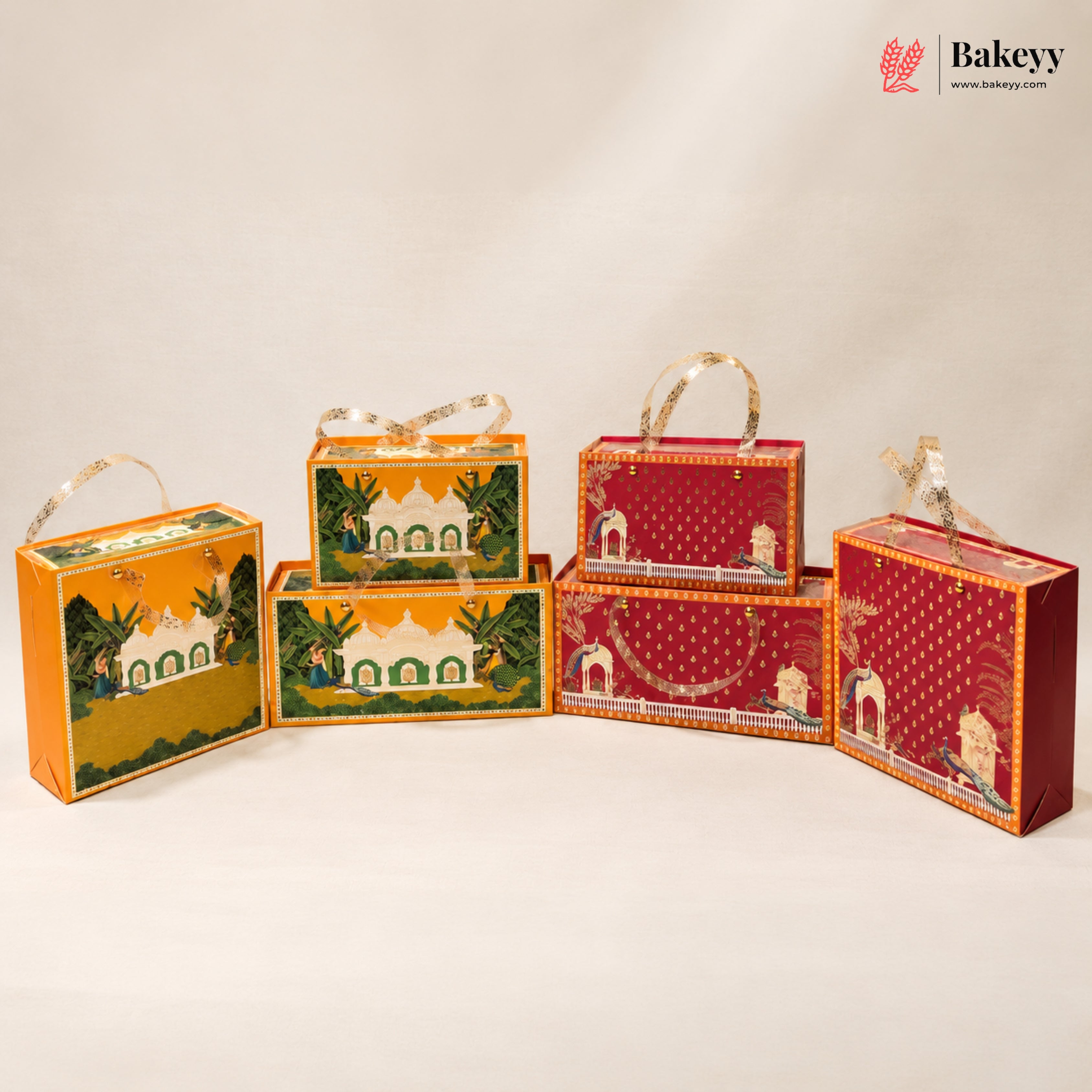 Traditional Printed Gift Hamper Boxes with Transparent Handle | With ...