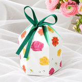 Floral Gift Box with Green Ribbon – 9.5x4x4cm Favor Box for Chocolates, Sweets & Diwali Return Gifts| Pack of 10