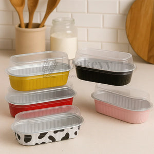 Aluminum Foil Baking Containers with Transparent Lid | Rectangle Tins | Bake N Serve | Pack of 100 - Bakeyy.com - India - Aluminum Foil Baking Containers with Transparent Lid | Rectangle Tins | Bake N Serve | Pack of 100 - Black / 60 ml