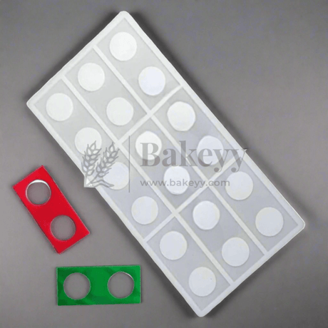 9 Cavity Rectangle with 2 Circle Design Chocolate Silicon Garnishing Mould - Bakeyy.com - India - 9 Cavity Rectangle with 2 Circle Design Chocolate Silicon Garnishing Mould - Default Title