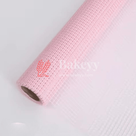 Square Mesh Florist Flower Floral Outer Bouquet Packaging Material - Bakeyy.com - India - Square Mesh Florist Flower Floral Outer Bouquet Packaging Material - Pink