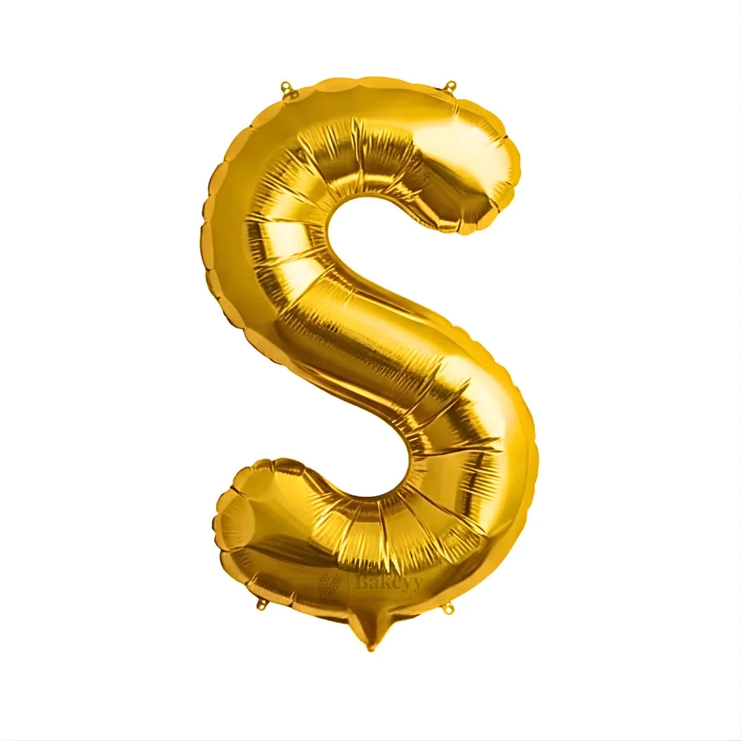 Metallic Gold Alphabet Foil Balloon | Party Decoration | 1 Piece - Bakeyy.com - India - Metallic Gold Alphabet Foil Balloon | Party Decoration | 1 Piece - S 30.00