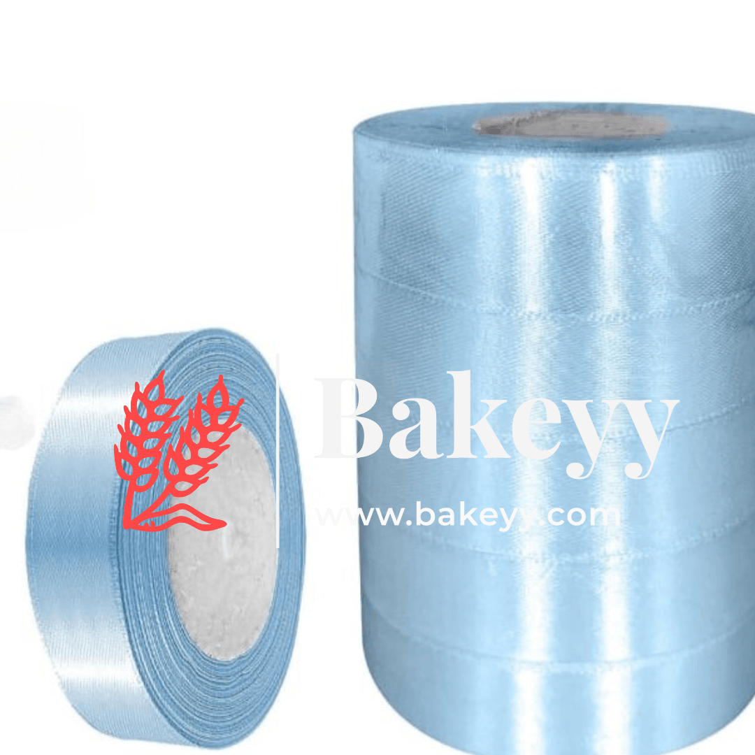 Cloth Satin ribbon for decoration | Gift wrapping | School project works | Opening ribbon | Multi-purpose use - Bakeyy.com - India - Cloth Satin ribbon for decoration | Gift wrapping | School project works | Opening ribbon | Multi-purpose use - Light Blue