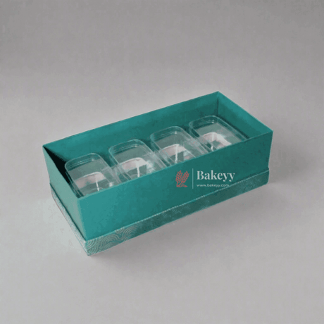 Four Transparent Jar Rigid Hamper Box - Bakeyy.com - India - Four Transparent Jar Rigid Hamper Box - Green / Pack Of 1