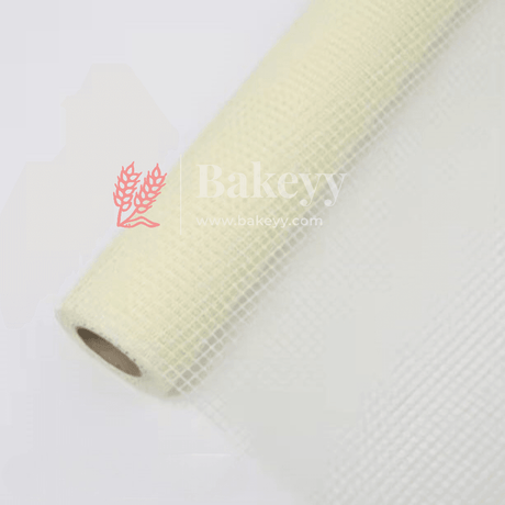 Square Mesh Florist Flower Floral Outer Bouquet Packaging Material - Bakeyy.com - India - Square Mesh Florist Flower Floral Outer Bouquet Packaging Material - Cream