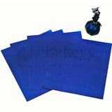 Blue wrapping sheets for bakery gift packaging from Bakeyy, displayed with a wrapped item.