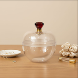 Clear Round Plastic Box with Crystal Top Knob | Clear Display Container | Transparent Apple Shape Box Container | Pack of 12