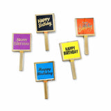 Happy Birthday Cake Topper Set | Assorted Mini Placards for Cakes, Cupcakes & Desserts | Pack of 100