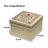 Premium Decorative Floral Print Gift Box – Square Keepsake Storage Box with Lid | Pack Of 1