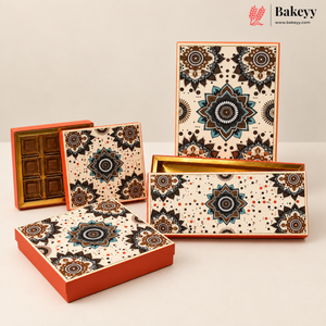 Mandala Printed Sweet & Chocolate Gift Box | With & Without Cavity | Multiple Capacities | Pack of 4
