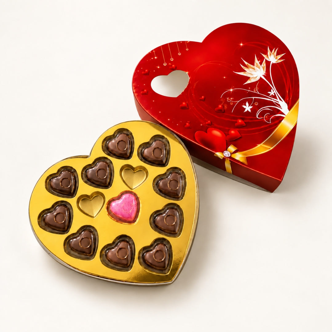 Heart Shape Chocolate Gift Box with Tray | 11 Cavity Tray | Premium Valentine Packaging  | Pack of 25