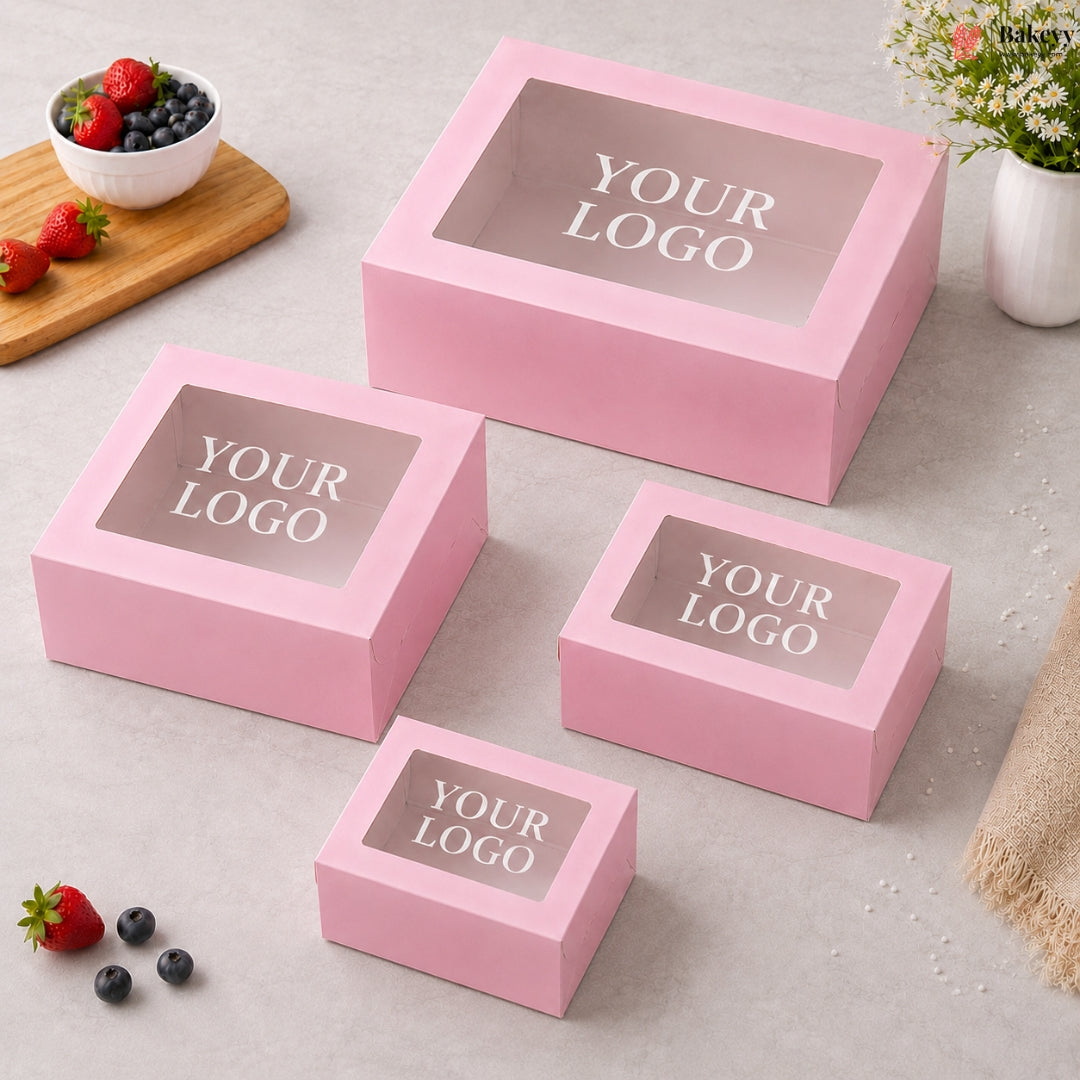 Custom logo Print Pink Cake Box | pack of 250