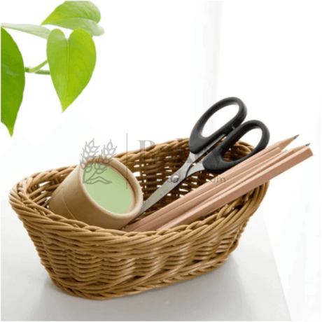 Oval Shaped Poly Wicker Woven Bread Basket, Imitation Rattan Fruit Basket Stackable Oval Shaped Serving Basket for Fruit, Bread, Vegetable, Towel, Home, Restaurant, Outdoor Use - Bakeyy.com - India - Oval Shaped Poly Wicker Woven Bread Basket, Imitation Rattan Fruit Basket Stackable Oval Shaped Serving Basket for Fruit, Bread, Vegetable, Towel, Home, Restaurant, Outdoor Use - Default Title