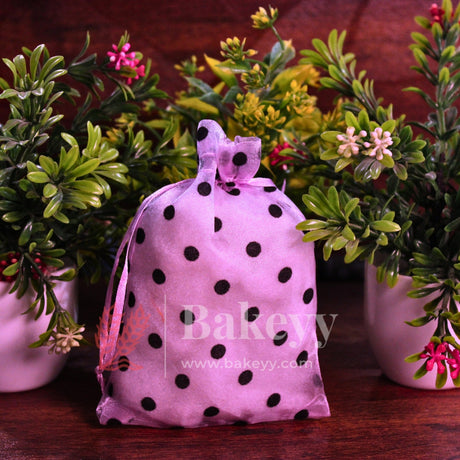 10x14 CM | Polka Dots Organza Potli Bags | Pack of 100 | Light Purple Color | Candy Bag - Bakeyy.com - India - 10x14 CM | Polka Dots Organza Potli Bags | Pack of 100 | Light Purple Color | Candy Bag - Default Title