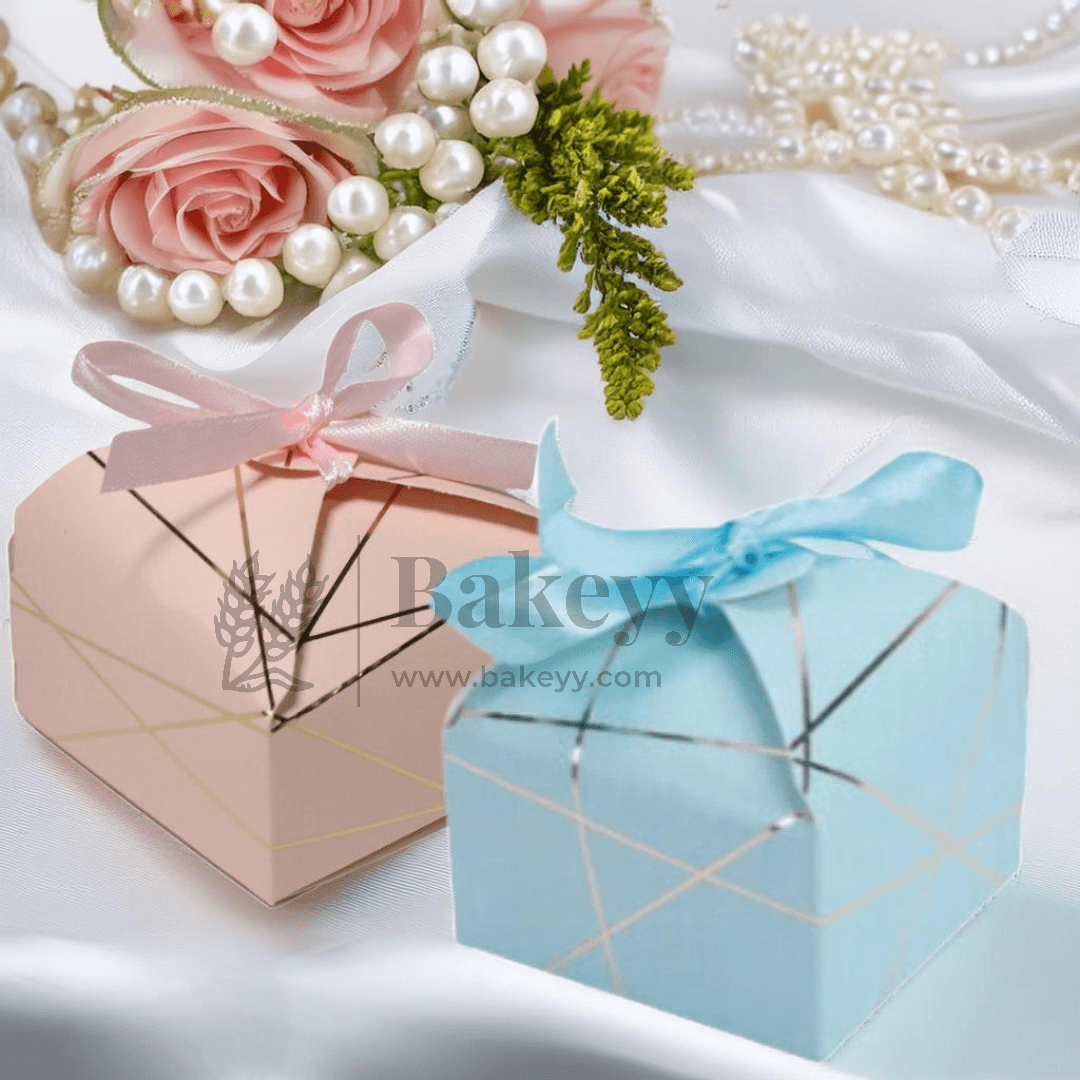 Striped Style Gift Box | Pack Of 10 | Wedding Gift Box | Candy Box | Return Gift Box | - Bakeyy.com - India - Striped Style Gift Box | Pack Of 10 | Wedding Gift Box | Candy Box | Return Gift Box | - Pink