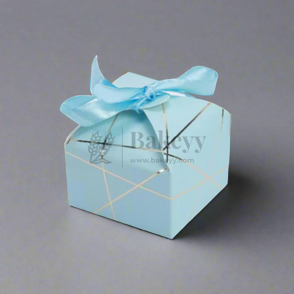 Striped Style Gift Box | Pack Of 10 | Wedding Gift Box | Candy Box | Return Gift Box | Auqa Blue Colour