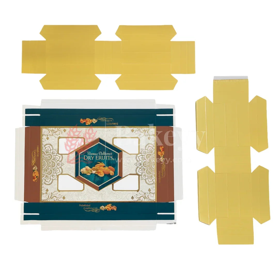 24x16x2.5 cm | Premium dry fruit box with 4 cavities | Pack of 10